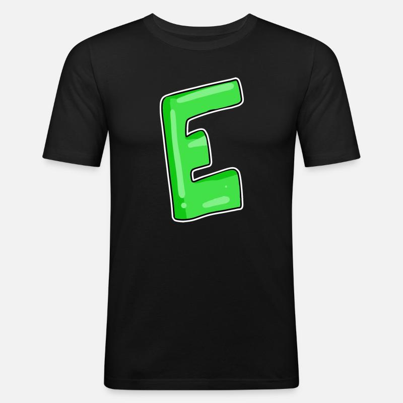 Letter E Initial point - Men's Slim Fit T-Shirt - black