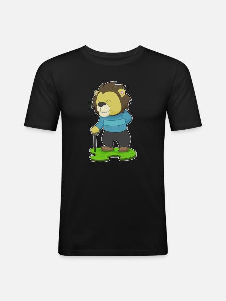 Leo Pensioner Walking Stick - Men's Slim Fit T-Shirt - black