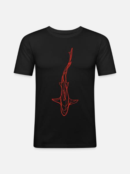 Red Shark Silhouette - Men's Slim Fit T-Shirt - black