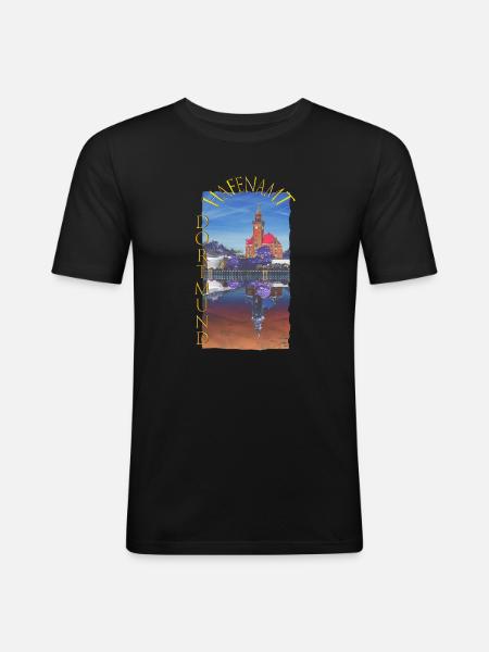 Historisches Dortmunder Hafenamt - Männer Slim Fit T-Shirt - Schwarz
