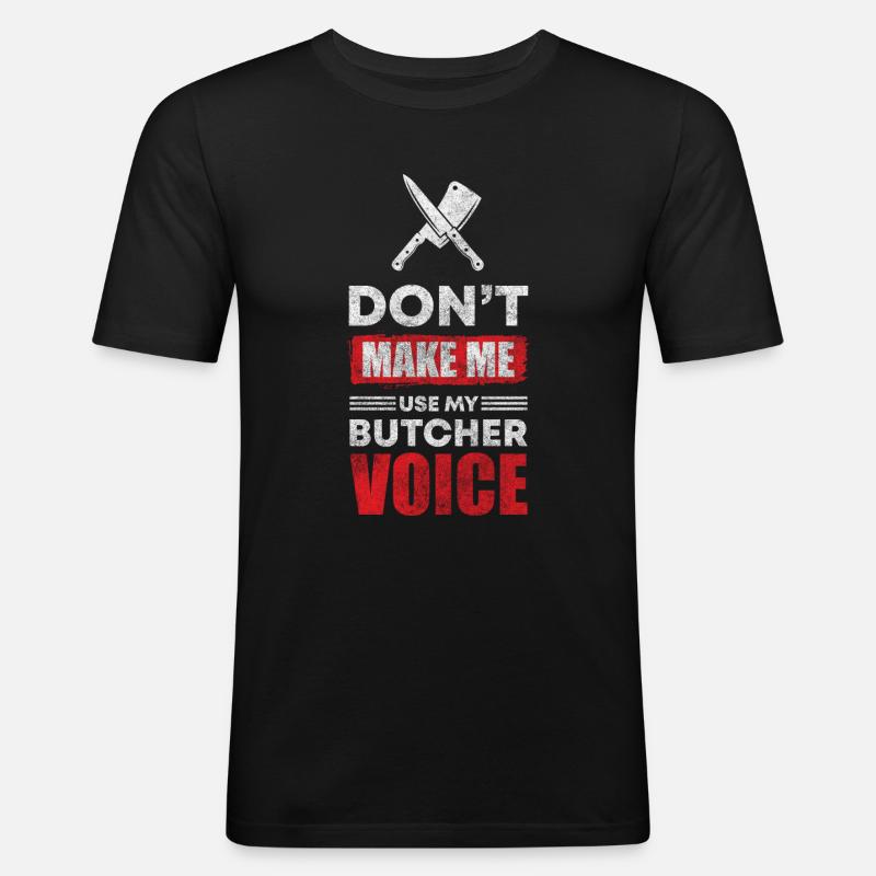 Schlachter Fleischerei Wurst - Männer Slim Fit T-Shirt - Schwarz