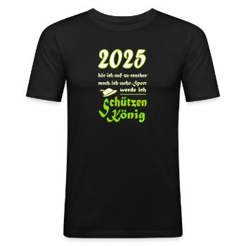 Schützenkönig 2025 - Männer Slim Fit T-Shirt - Schwarz - Vorne - Nik (191cm)