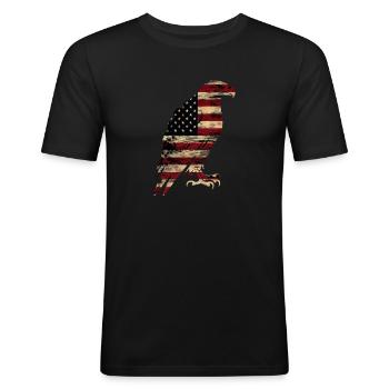 American Flag Eagle Silhouette American Heritage 2 - Männer Slim Fit T-Shirt - Schwarz - Vorne - Nik (191cm)
