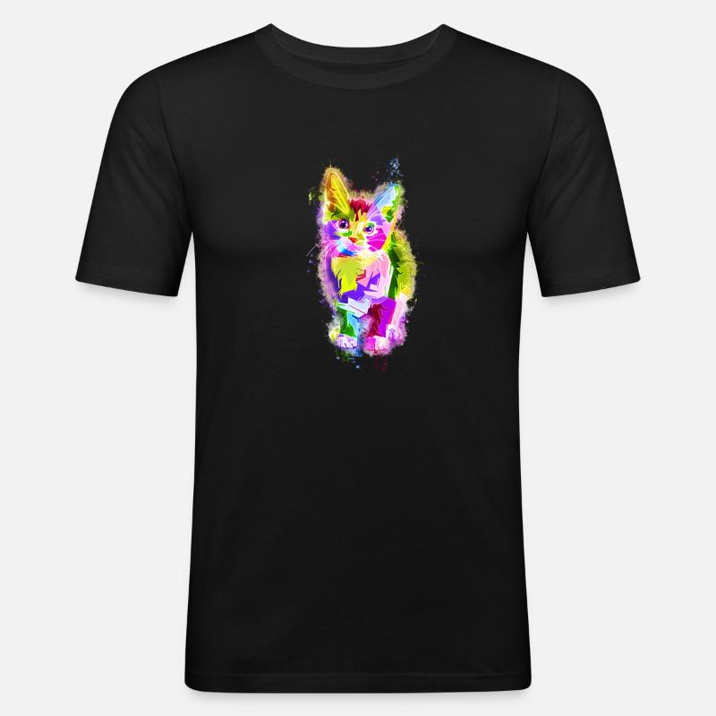 Tier bunt hell glühend - Männer Slim Fit T-Shirt - Schwarz
