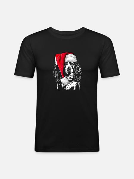Santa KOOIKERHONDJE Christmas Dogs Wilsigns - Men's Slim Fit T-Shirt - black