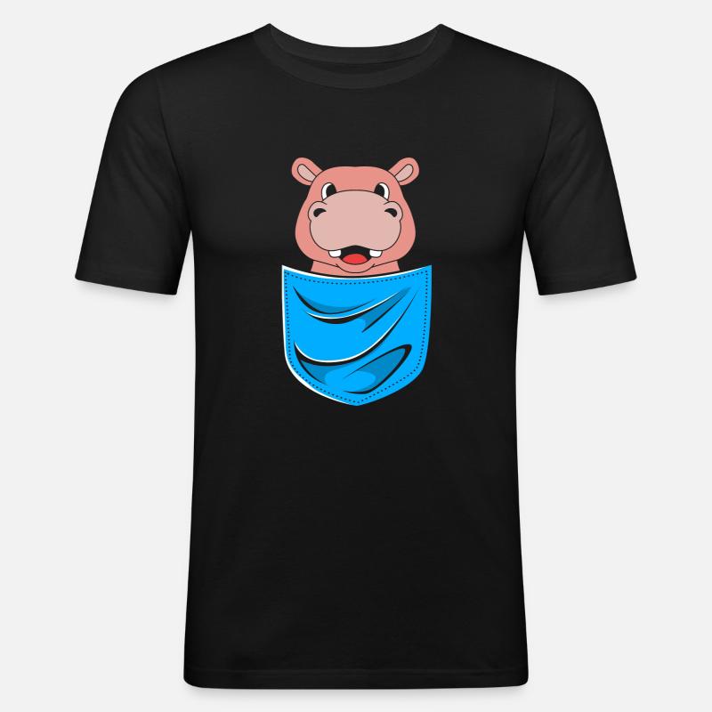 Nilpferd - Männer Slim Fit T-Shirt - Schwarz
