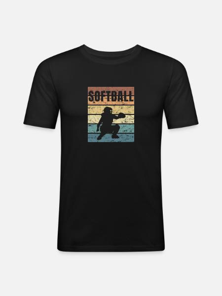 Softball Basepall Schläger Pitcher Catcher - Männer Slim Fit T-Shirt - Schwarz