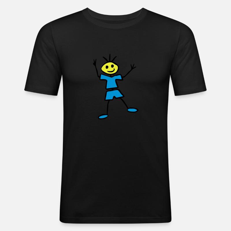 Strichmännchen - Männer Slim Fit T-Shirt - Schwarz