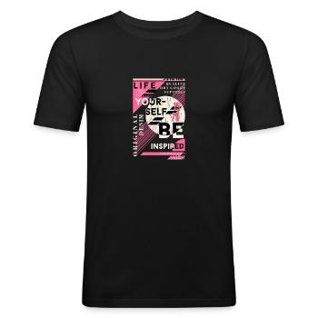 BE inspired - Men's Slim Fit T-Shirt - black - Front - Nik (191cm)