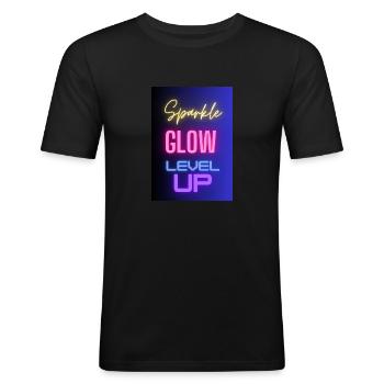 Brillance étincelante niveau vers le haut - T-shirt près du corps Homme - noir - Devant - Nik (191cm)