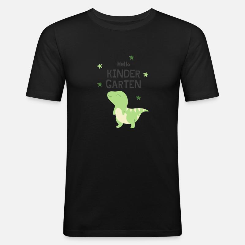 Hello Kindergarten - Männer Slim Fit T-Shirt - Schwarz