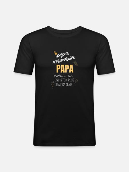 Joyeux anniversaire Papa - T-shirt près du corps Homme - noir