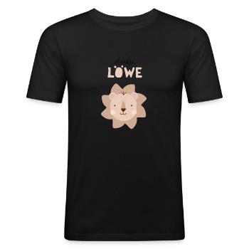 Starker Löwe beige Kinder Deko Kinderzimmer - Männer Slim Fit T-Shirt - Schwarz - Vorne - Nik (191cm)