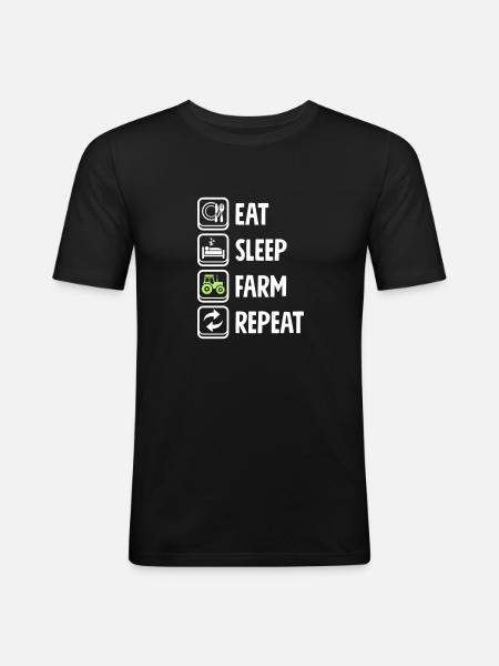 Eat Sleep Farm Repeat - Men's Slim Fit T-Shirt - black