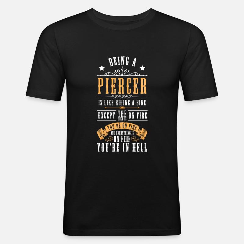 Beruf Arbeit Piercingstudio - Männer Slim Fit T-Shirt - Schwarz