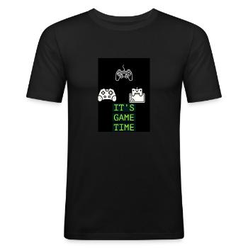 Julian - Männer Slim Fit T-Shirt - Schwarz - Vorne - Nik (191cm)