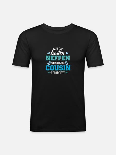 Cousin - Männer Slim Fit T-Shirt - Schwarz