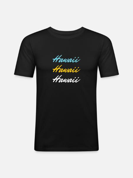 Hawaii farbig - Männer Slim Fit T-Shirt - Schwarz