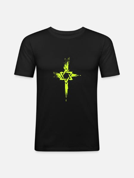 Messianske jøder krydsesymbol - Herre Slim Fit T-Shirt - sort