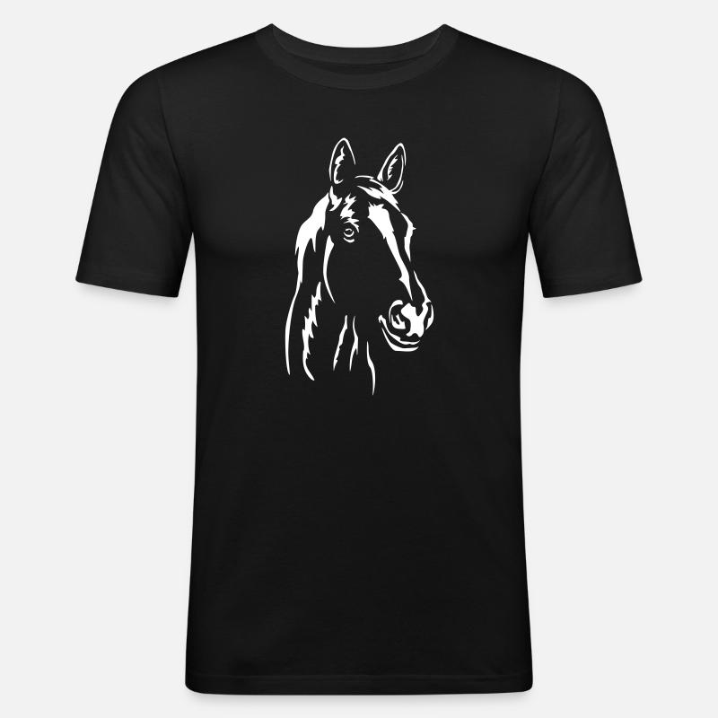 Pferd Kopf "Black Edition" - Männer Slim Fit T-Shirt - Schwarz