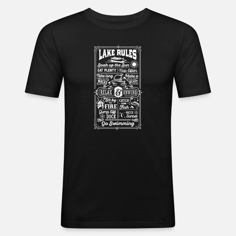 Lake Rules - Männer Slim Fit T-Shirt - Schwarz