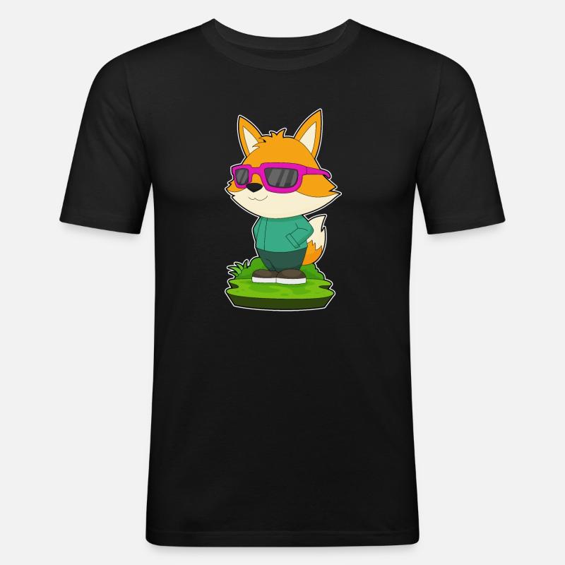 Fuchs Sonnenbrille - Männer Slim Fit T-Shirt - Schwarz