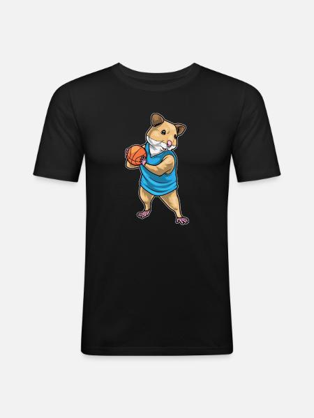Hamster Basketball Player Basketball - Men's Slim Fit T-Shirt - black