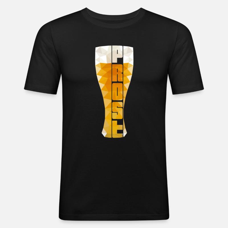 Low Polygon -Weissbier Prost- - Männer Slim Fit T-Shirt - Schwarz