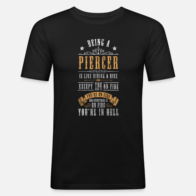 Piercer Nadel Beruf Ring - Männer Slim Fit T-Shirt - Schwarz