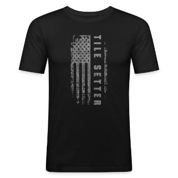 Apprenti artisan carreleur - T-shirt près du corps Homme - noir - Devant - Nik (191cm)