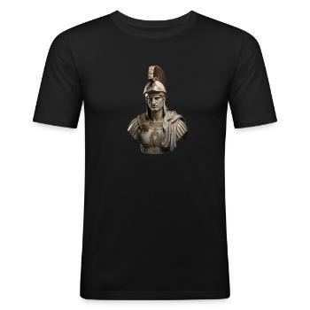 Römischer Zenturion - Männer Slim Fit T-Shirt - Schwarz - Vorne - Nik (191cm)