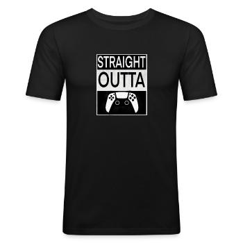 Straight outta game - Männer Slim Fit T-Shirt - Schwarz - Vorne - Nik (191cm)