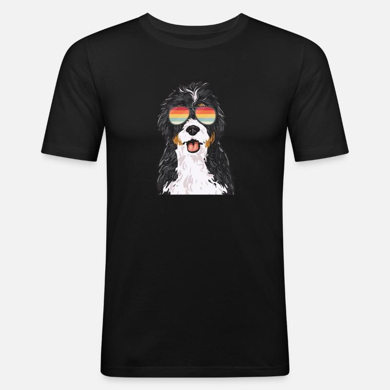 Bernedoodle Hund - Männer Slim Fit T-Shirt - Schwarz