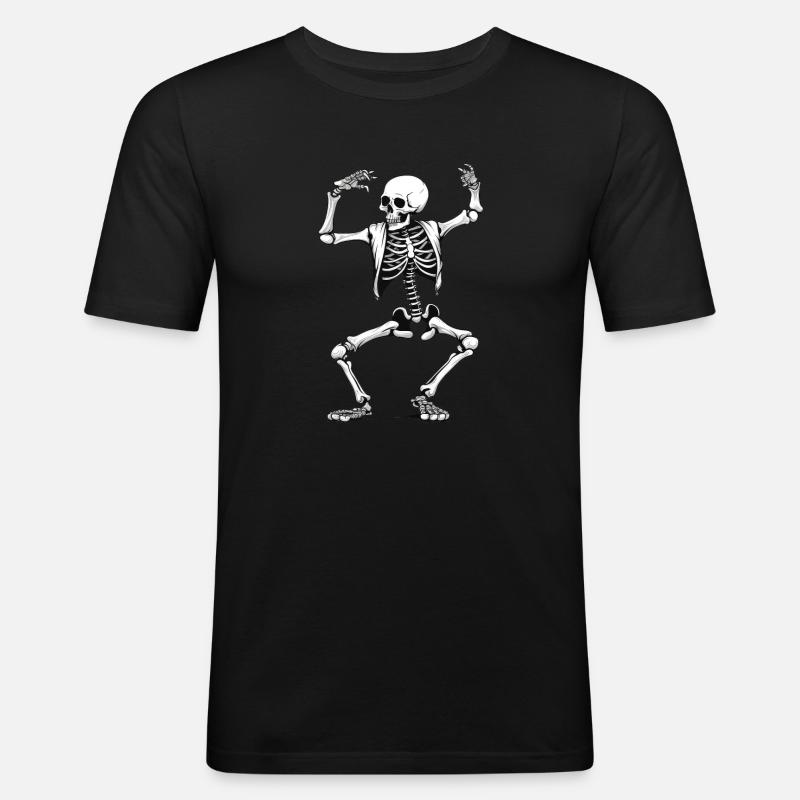 Tanzendes Skelett - Männer Slim Fit T-Shirt - Schwarz
