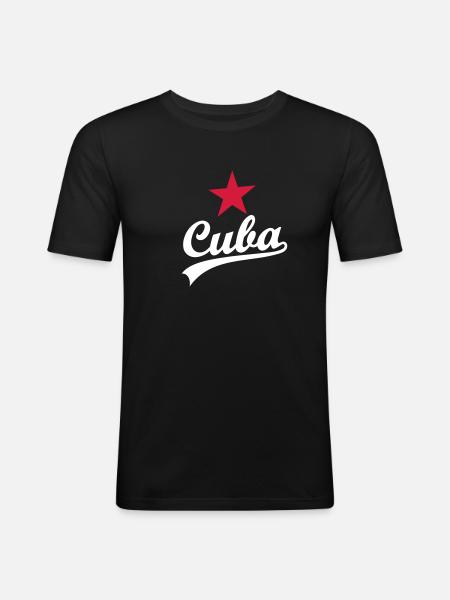CUBA A - Männer Slim Fit T-Shirt - Schwarz