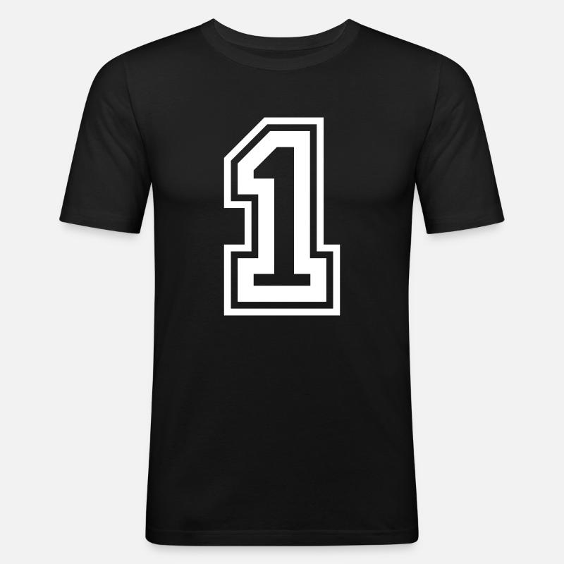 1 Zahl nummer - Männer Slim Fit T-Shirt - Schwarz