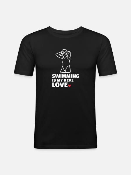 J’adore nager - T-shirt près du corps Homme - noir