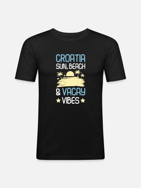Croatia Summer Saying - Men's Slim Fit T-Shirt - black