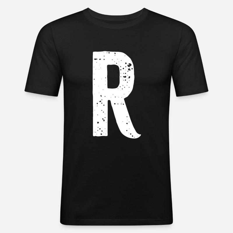 R-Buchstabe - Männer Slim Fit T-Shirt - Schwarz