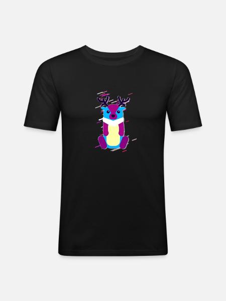 Baby Moose 80s Retro Violet - Men's Slim Fit T-Shirt - black