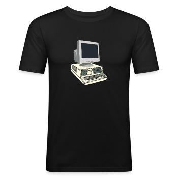 Ancien ordinateur - T-shirt près du corps Homme - noir - Devant - Nik (191cm)
