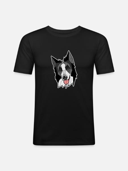 Border Collie - Sort og hvid - Herre Slim Fit T-Shirt - sort