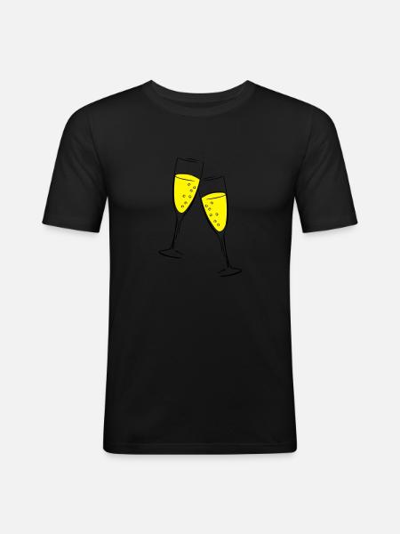 sekt design glas - Männer Slim Fit T-Shirt - Schwarz