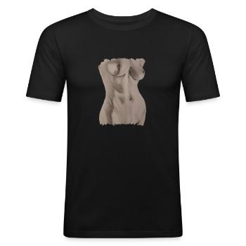 Büste nackte feminin - Männer Slim Fit T-Shirt - Schwarz - Vorne - Nik (191cm)