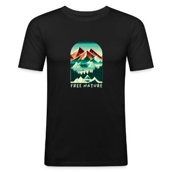 Mountains - Men's Slim Fit T-Shirt - black - Front - Nik (191cm)