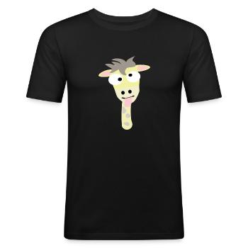Crazy giraffe head - Men's Slim Fit T-Shirt - black - Front - Nik (191cm)
