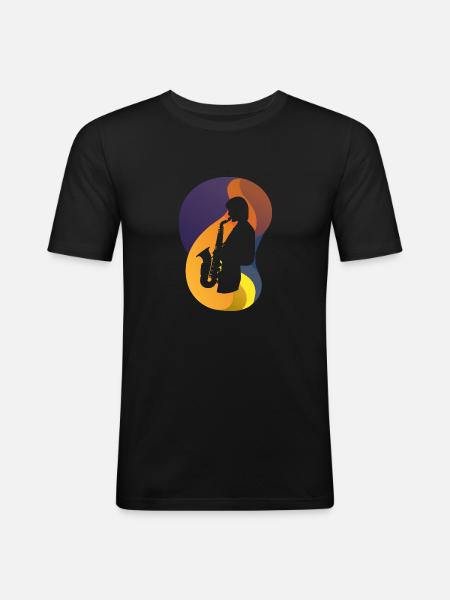 Saxophonist Jazz Brass Band - Men's Slim Fit T-Shirt - black