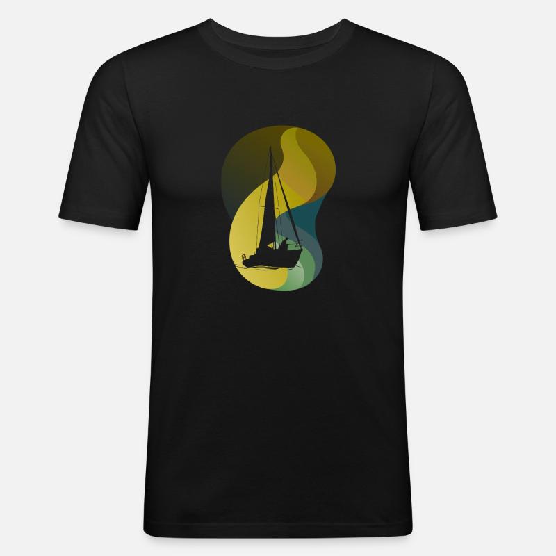 Segelboot Boot Yacht - Männer Slim Fit T-Shirt - Schwarz