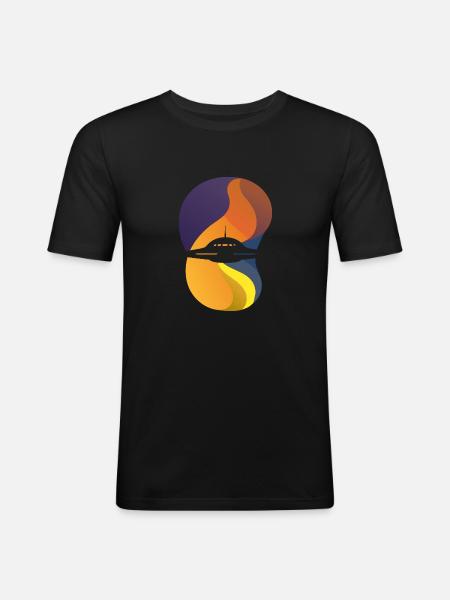 Invasion spatiale OVNI - T-shirt près du corps Homme - noir