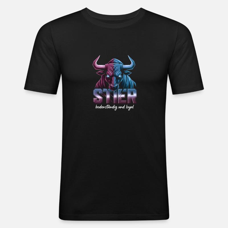 Stier Sternzeichen - Männer Slim Fit T-Shirt - Schwarz